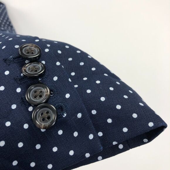 J.Crew REGENT Blazer 4 100% Linen Polka Dot Button Business Blazer Jacket blue - Picture 9 of 16